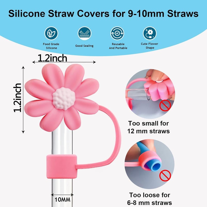 DALOO 15 PCS Cute Silicone Straw Cover Cap for Stanley Cup Accessories,Simple Modern Straw Covers,10mm Straw Topper Compatible with 30&40 Oz Tumbler - Image 5